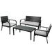 Gecheer 4 Pieces Rustic Sofa Set for 4 Patio Table and Chairs Set All Weather Resistant for Garden Lawn Balcony Black and Grey