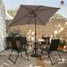 6.5 x 10ft Rectangular Patio Umbrella with 26 Led Lights Outdoor Market Table Umbrella with Push Button Tilt and Crank for Garden(Taupe)