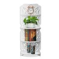 Corner Shelf Shelving Unit - White Corner Shelving Unit Storage Shelf Bookcase Decor Display Rack Shelf for Bedroom Living Room Kitchen Office Classic Floral Cut-Out Pattern 4 Tier