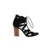 Steve Madden Heels: Black Print Shoes - Women's Size 10 - Open Toe