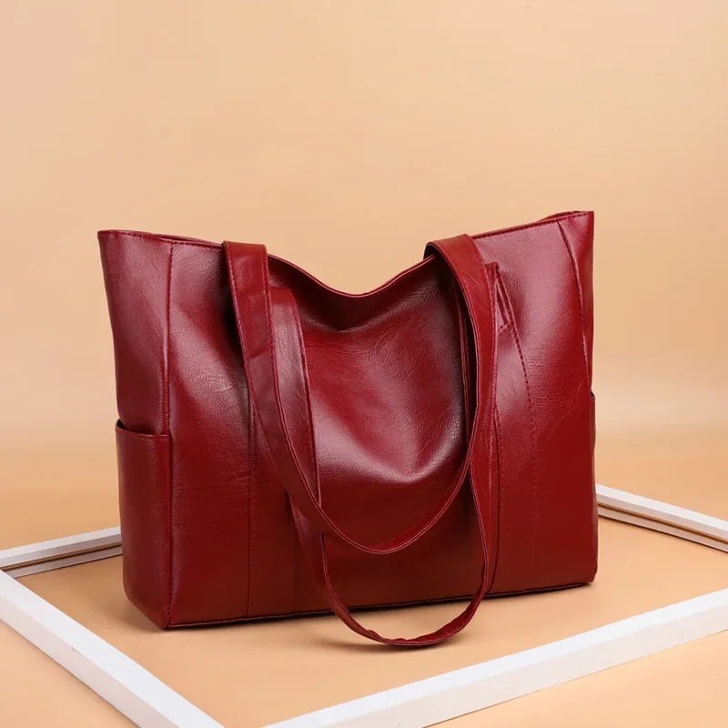 TRAVEASY 2025 décontracté en cuir PU grande capacité fourre-tout sacs pour femmes mode couleur unie fermeture éclair femme sac à bandoulière dames sac à main