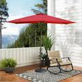 Cozyhom 10 X 6.5ft Outdoor Patio Umbrella With Solar Led Lightes Tilt Adjustable Rectangle Umbrella Resistant Fabric Outdoor Rectangle Solar Beach Umbrella Red