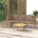 Gecheer 5 Piece Patio Set with Taupe Cushions Bamboo