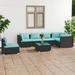 Gecheer 7 Piece Patio Set with Cushions Poly Rattan Black