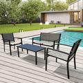 Gecheer 4 Pieces Patio Furniture Set Garden Patio Conversation Sets Poolside Lawn Chairs with Glass Coffee Table Porch Furniture (grey)