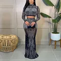 Robe de bal élégante et Sexy pour femmes ensemble jupe et jupe en diamant collection automne 2022