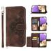 Decase for Samsung Galaxy A13 5G Shoulder Crossbody Wallet Case with Card Slots Floral Embossed PU Leather Wallet Flip Protective Kickstand Wrist Strap Cover brown