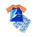 Cathery Kids Baby Boys 2 Piece Swimsuits Rash Guard Swimwear Short Sleeve Shark Print Tops Rash Guard Shorts Set Blue 1-2 Years