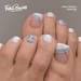 Fofosbeauty 24pcs Square Toe Fake Acrylic Press-on Nails for Girls Women Blue and White Flash Powder