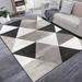 Modern Abstract Geometric Area Rug Non-Shedding Black Grey Floor Carpet Throw Rugs For Living Room Bedroom Dining Room 4 x 6