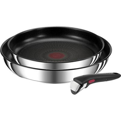 Pfannen-Set TEFAL "Ingenio Preference", schwarz (edelstahl, schwarz), Ø:26cm, Pfannen, stapelbar, Antihaftversiegelung, Induktion, Made in France, kompakt Image