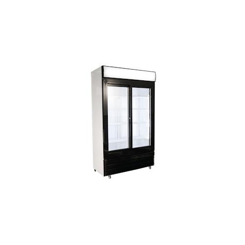 Mobiler Flaschenkühlschrank mit 2 Glas-Schiebetüren Getränkekühlschrank Kühlschrank Gastro 709 L +2/10°C