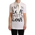 Dolce & Gabbana WoMens White Cotton Silk I'm In Love Top T-shirt - Size 8 UK