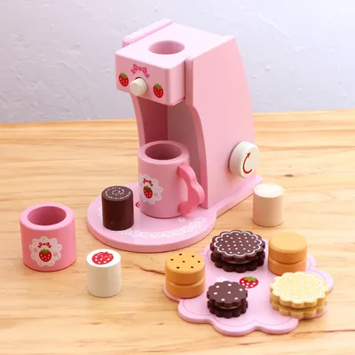 QWZ-Machine à café en bois pour enfants jouet de simulation de cuisine apprentissage précoce des