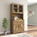 Modern Farmhouse Double Barn Door Accent Cabinet with Goblet Holder - N/A