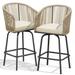 44.2" Patio Woven Swivel Bar Stools Set of 4 Bar Chair - 21.7"L x 19.7"W x 44.1"H