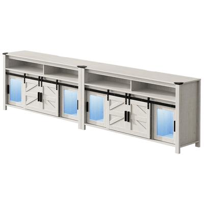 LED Farmhouse Entertainment Center with Mesh and Barn Doors, 31" H