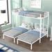 Metal Triple Twin Size Bunk Bed with Metal Slats, Ladder and Full-length Guardrails, Can be Separated into 3 Twin Platform Beds