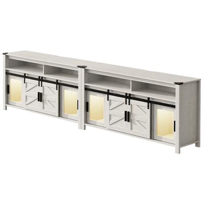 LED Farmhouse Entertainment Center with Mesh and Barn Doors, 31" H