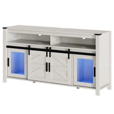 LED Farmhouse Entertainment Center with Mesh and Barn Doors, 31" H