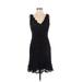 Anne Klein Cocktail Dress - Party V-Neck Sleeveless: Black Solid Dresses - Women's Size 4