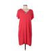 Madewell Casual Dress - Shift V Neck Short sleeves: Red Print Dresses - Women's Size Medium