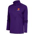 Women's Antigua Purple Clemson Tigers Baseball Tribute Half-Zip Pullover Top