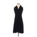 White House Black Market Cocktail Dress - A-Line Halter Sleeveless: Black Print Dresses - Women's Size Small