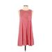 Soprano Casual Dress - A-Line High Neck Sleeveless: Red Stripes Dresses - Women's Size Small