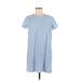 Forever 21 Casual Dress - Mini Crew Neck Short sleeves: Blue Print Dresses - Women's Size Medium