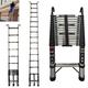 Heavy Duty Ladder Telescopic Ladder 4.4m Extension Ladder Multi-purpose Step Ladder for Roof, Loft Ladder Pole with Hook, Foldable Telescoping Ladder for Indoor and Outdoor Work, 13.8 kg / 30.42lbs