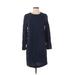 H&M Casual Dress - Shift Crew Neck 3/4 sleeves: Blue Print Dresses - Women's Size 2