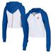 Women's Lusso White Chicago Cubs Jane Raglan Quarter-Zip Tri-Blend Cropped Pullover Hoodie