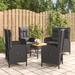 vidaXL 4 Piece Patio Dining Set with Cushions Gray Poly Rattan - 22.4" x 24.6" x 42.9"