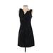 J.Crew Casual Dress - A-Line V Neck Sleeveless: Black Print Dresses - Women's Size 0