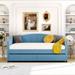 Twin Size Daybed with Storage, Velvet Upholstered Daybed Sofa Bed with 2 Drawers and Wood Slat Support, No Box Spring Needed