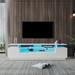 Modern TV stand, LED lights, for 80 "TV stand, high gloss front TV cabinet, with storage