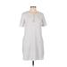 Shein Casual Dress - Mini Tie Neck Short sleeves: White Stripes Dresses - Women's Size Medium