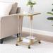 Glass Side Table, Acrylic End Table, Glass Top C Shape Square Table with Metal Base