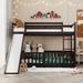 Twin Over Twin Bunk Bed for Kids Teens, Wood Bunk Bed Frame w/Slide, Ladder & Safety Guardrails, No Box Spring Needed, Espresso