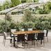 vidaXL 3 Piece Patio Dining Set with Cushions Black Poly Rattan - 23.2" x 21.1" x 34.6"