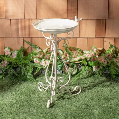 Outdoor Collection Bird Bath Pearl White