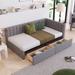 Twin Size Linen Fabric Upholstered Daybed, Sofa Bed with Storage Drawers