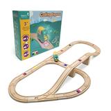 Robobloq Coding Express Wooden Train Set Educational STEAM Learning Toys 25 PCS Wooden Tracks 22 Functions Lights/Music 3 Modes Preschool Teaching Toys Gifts for Kids Age 3-7