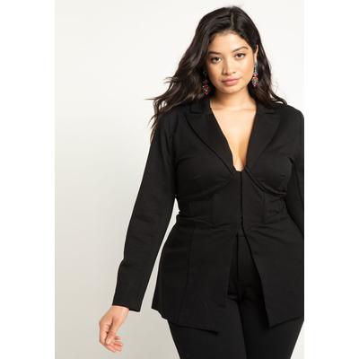 Plus Size Women's Corset Blazer by ELOQUII in Totally Black (Size 22)