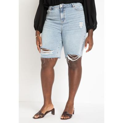 Plus Size Women's City Shorts by ELOQUII in Light Wash (Size 28)