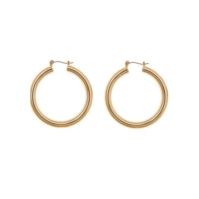 Plus Size Women's Medium Tube Hoop Earrings by ELOQUII in Gold (Size NO SIZE)