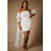 Plus Size Women's Bridal by ELOQUII Mini Dress With Puff Sleeve Cape in True White (Size 14)