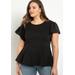 Plus Size Women's Flare Sleeve Peplum Top by ELOQUII in Black (Size 18)