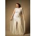 Plus Size Women's Bridal by ELOQUII Embellished Cape Gown in Off White (Size 22)